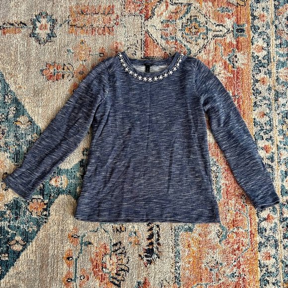 J. Crew Marled Embellished Neck Sweater Small - Picture 2 of 8